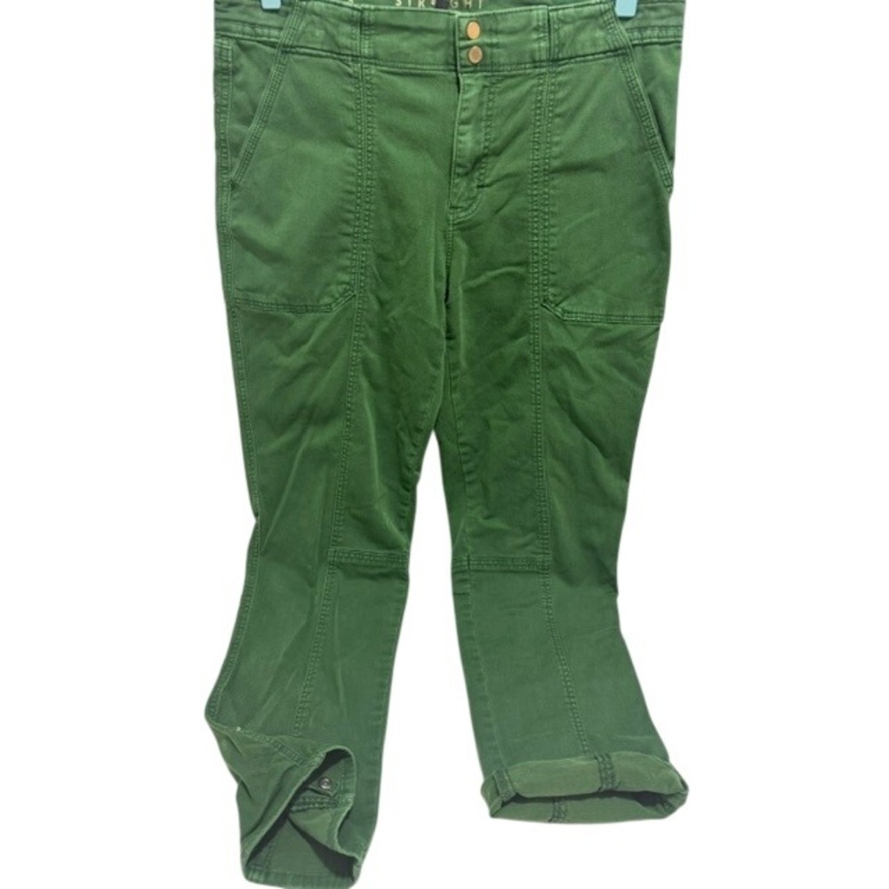White House Black Market The Straight Crop Utility Pant Green Olive Size 8